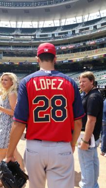 Jorge Lopez steps onto Target Field before the 2014 SiriusXM All-Star Futures Game.